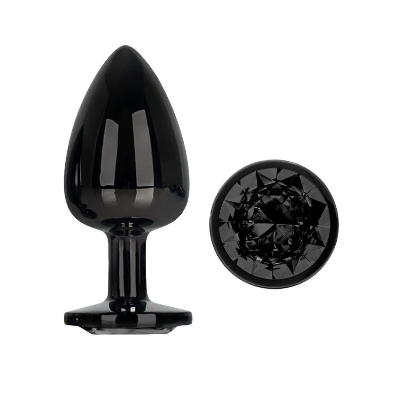 Plug Anal Metálico con Joya Negra en la Base Talla L