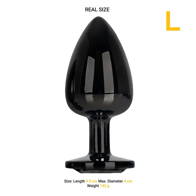 Plug Anal Metálico con Joya Negra en la Base Talla L
