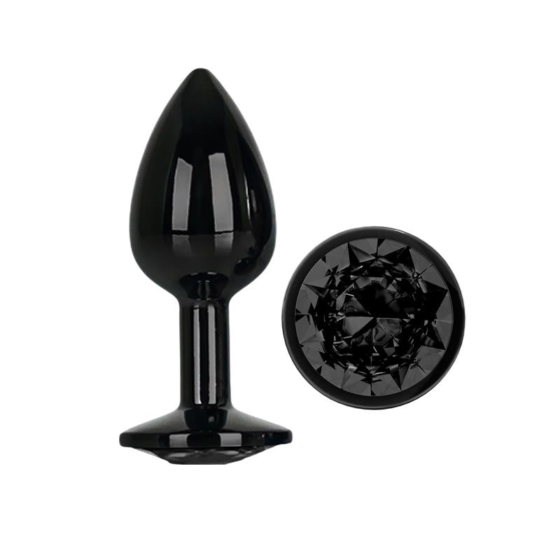 Plug Anal Metálico con Joya Negra en la Base Talla S