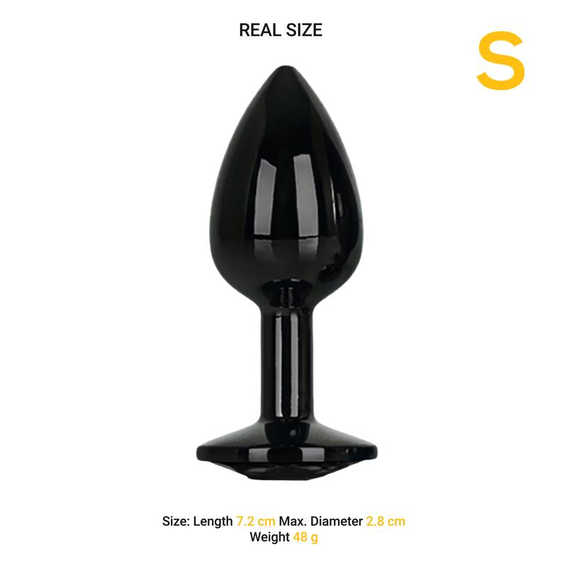 Plug Anal Metálico con Joya Negra en la Base Talla S