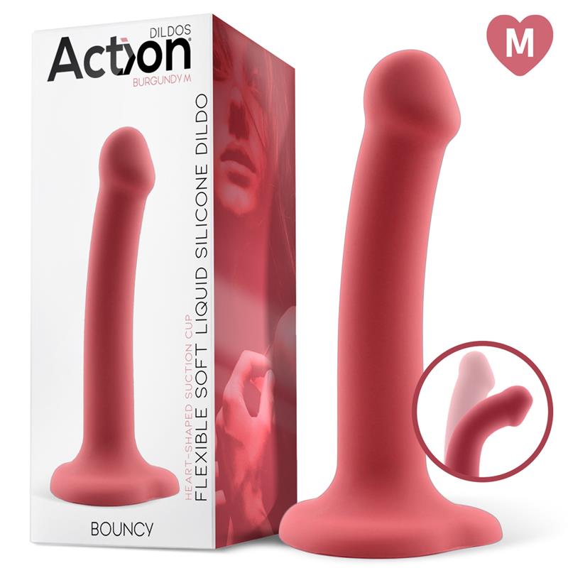 Bouncy. Dildo Silicona líquida hiper Flexible Talla M 7 - 18cm Burgundy