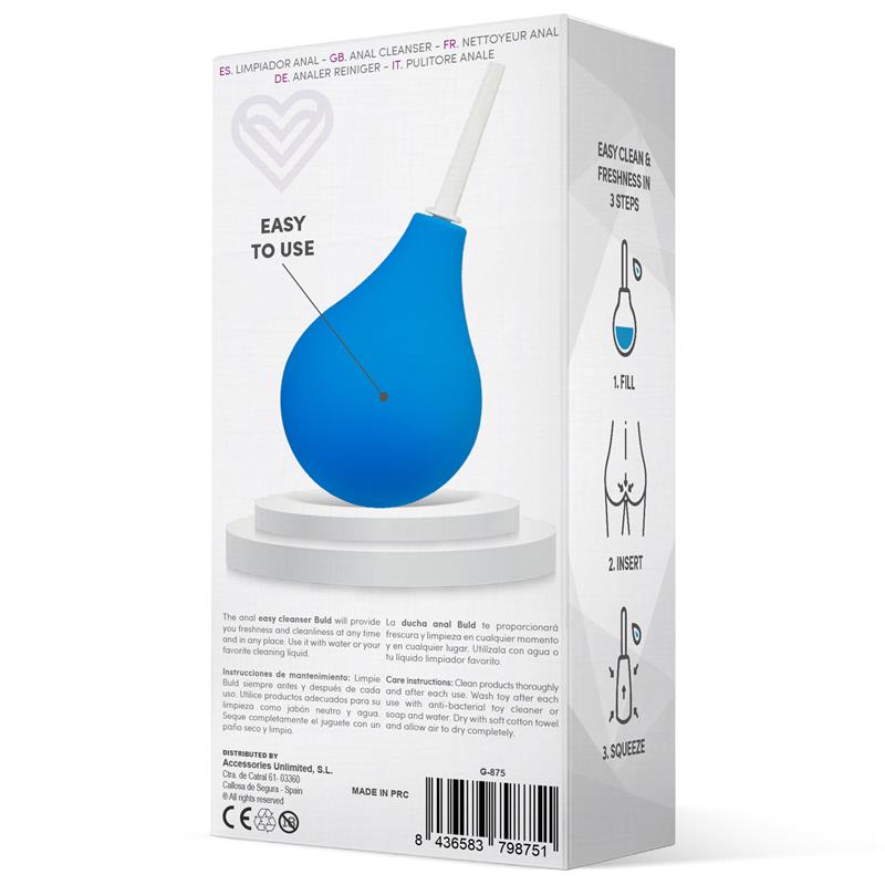 Ducha Anal Buld Azul. Fácil de usar en 3 pasos