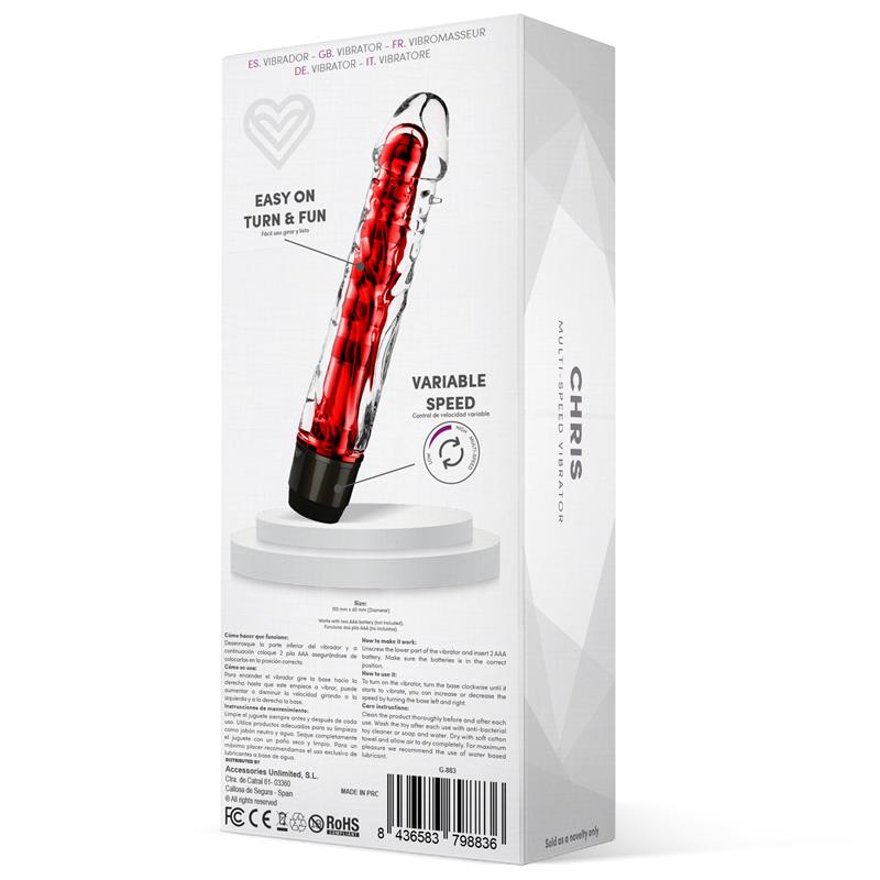 Vibrador Para Parejas Chris Rojo. Multivelocidad. Jelly