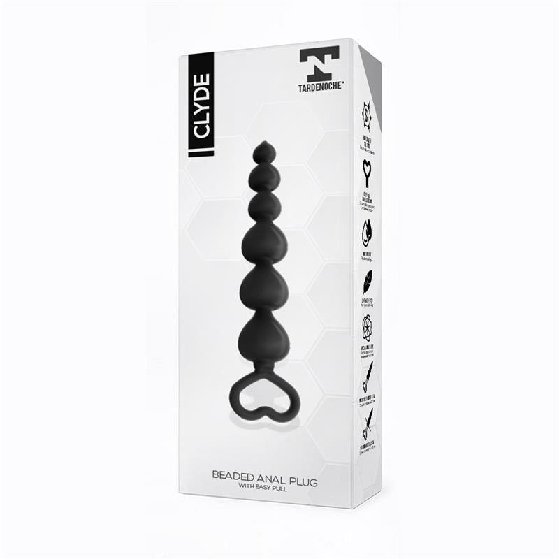 Plug Anal con Bolas con Aro de Fácil Extracción. Silicona Negro