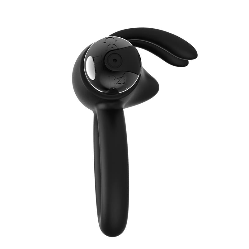 Anillo Vibrador Conejo recargable por USB, Silicona Negro