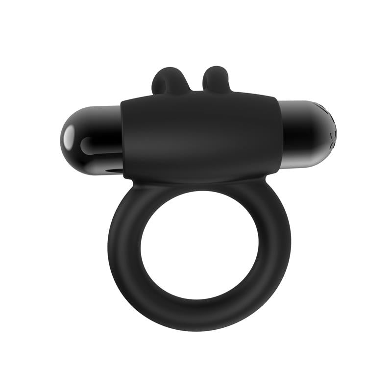 Anillo Vibrador Conejo recargable por USB, Silicona Negro