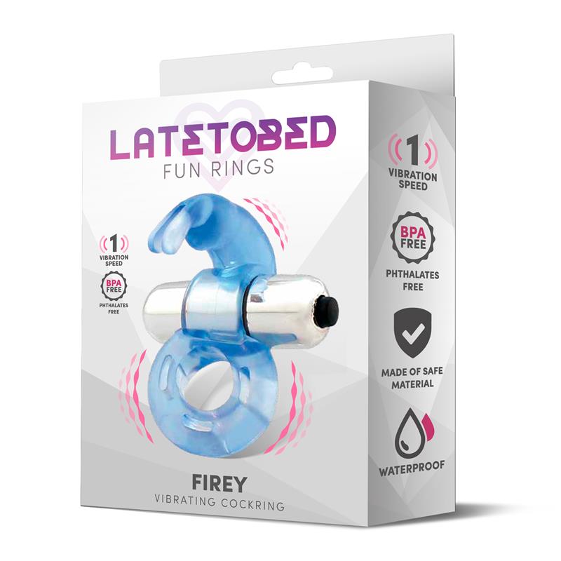Anillo Vibrador Firey para Pene con Conejo Azul, impermeable