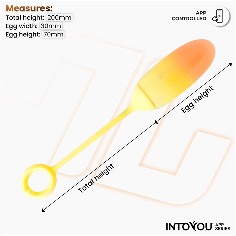 Huevo Vibrador Doble Capa de Silicona Amarillo Naranja con APP