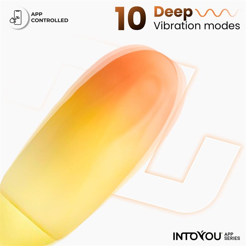 Huevo Vibrador Doble Capa de Silicona Amarillo Naranja con APP