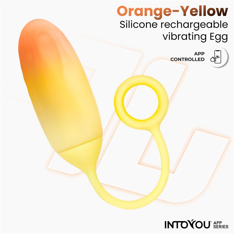 Huevo Vibrador Doble Capa de Silicona Amarillo Naranja con APP