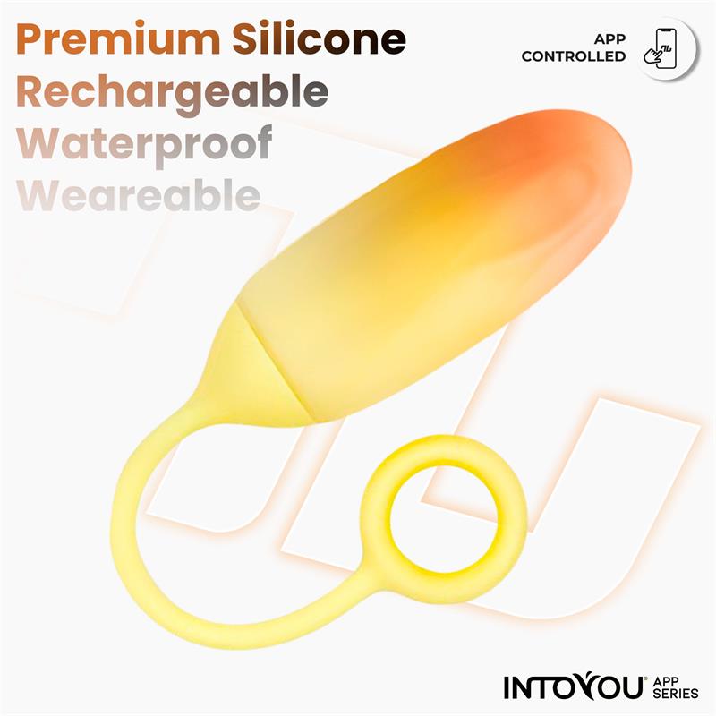 Huevo Vibrador Doble Capa de Silicona Amarillo Naranja con APP
