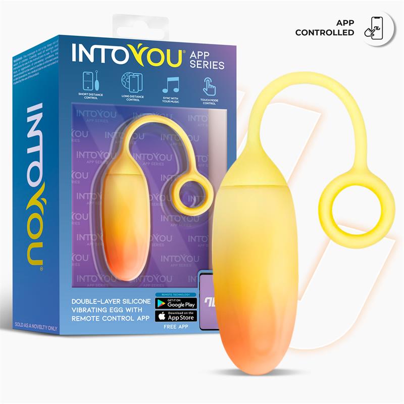 Huevo Vibrador Doble Capa de Silicona Amarillo Naranja con APP