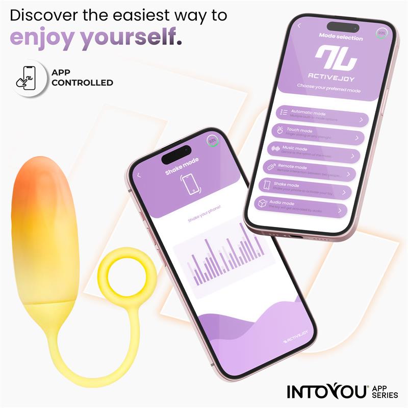 Huevo Vibrador Doble Capa de Silicona Amarillo Naranja con APP