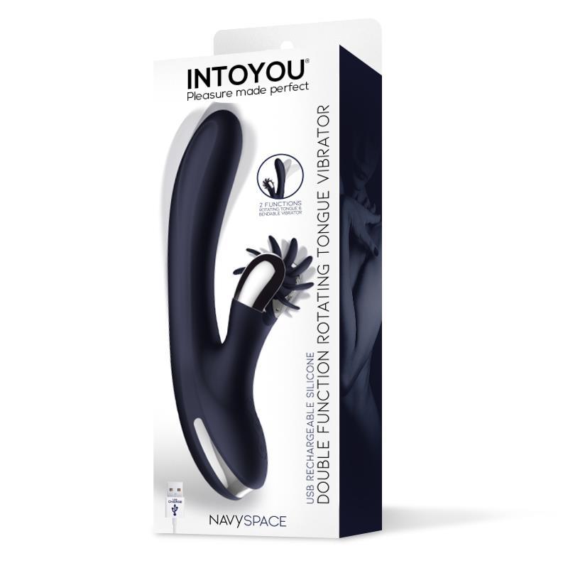 Vibrador con Lenguas Rotadoras Azul. Doble Motor