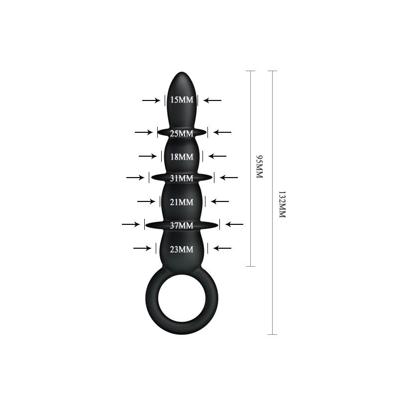 Plug Anal 3 Zonas Negro. 4 Bolas que van creciendo