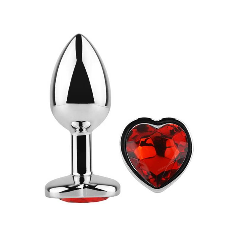 Plug Anal Joya en forma de Corazón Rojo Rubí Talla L