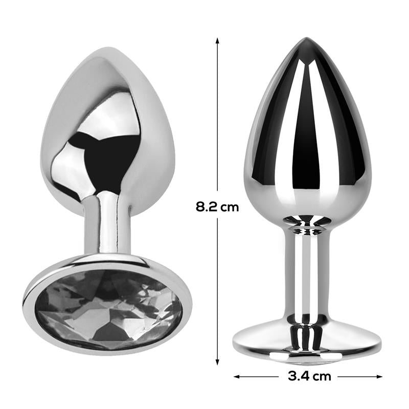 Plug Anal Aluminio con Joya Blanca en la Base Talla M