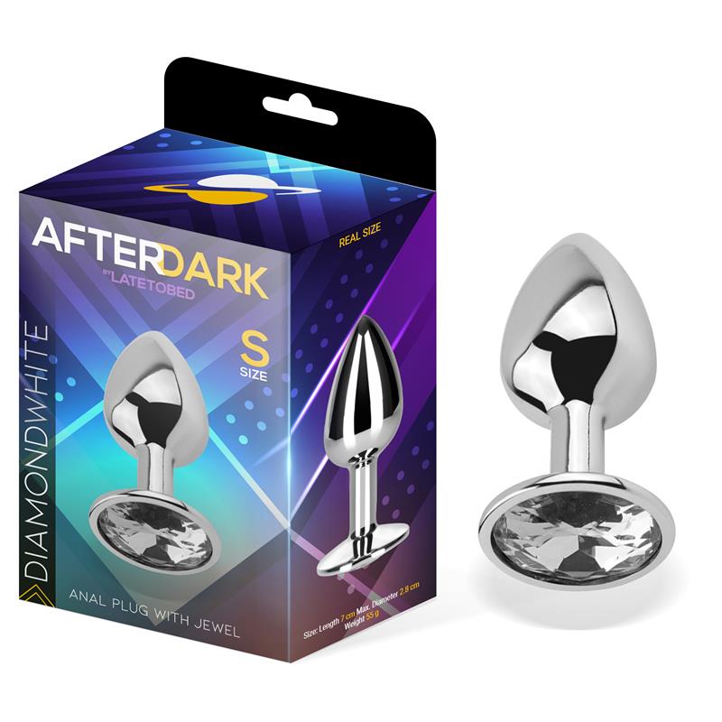 Plug Anal Aluminio con Joya Blanca en la Base Talla S