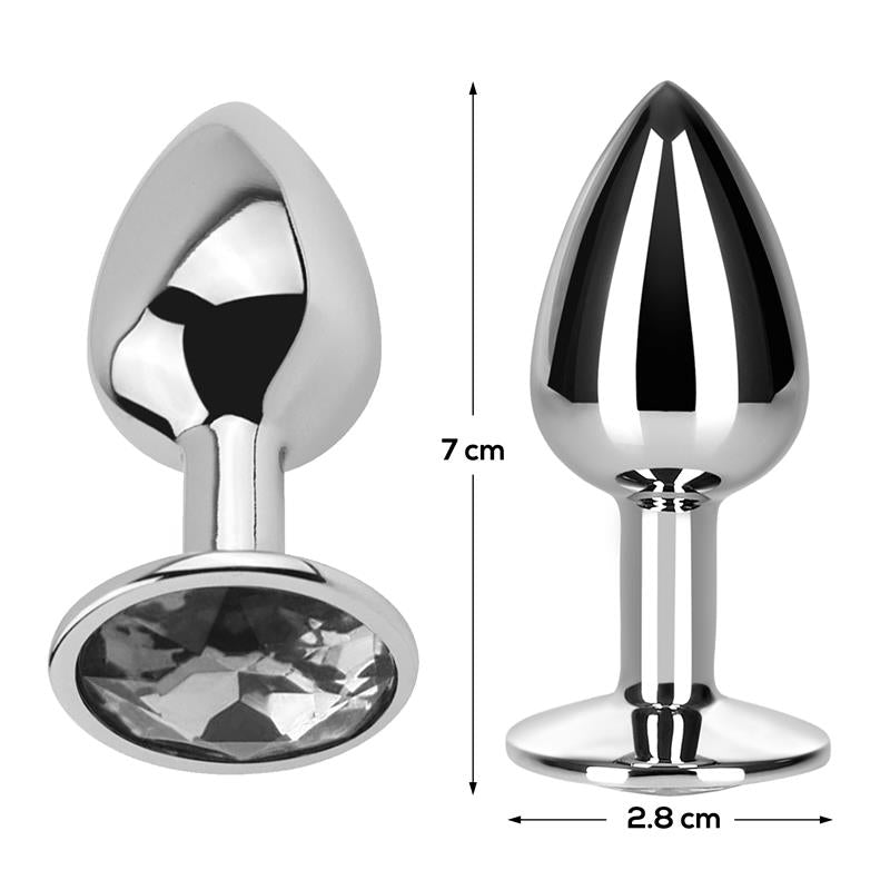 Plug Anal Aluminio con Joya Blanca en la Base Talla S