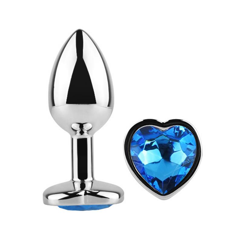 Plug Anal Joya en forma de Corazón Azul Zafiro Talla L