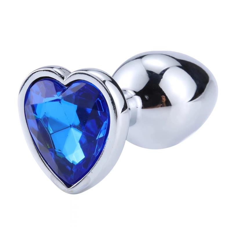 Plug Anal Joya en forma de Corazón Azul Zafiro Talla L