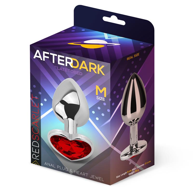 Plug Anal Joya en forma de Corazón Rojo Rubí Talla M