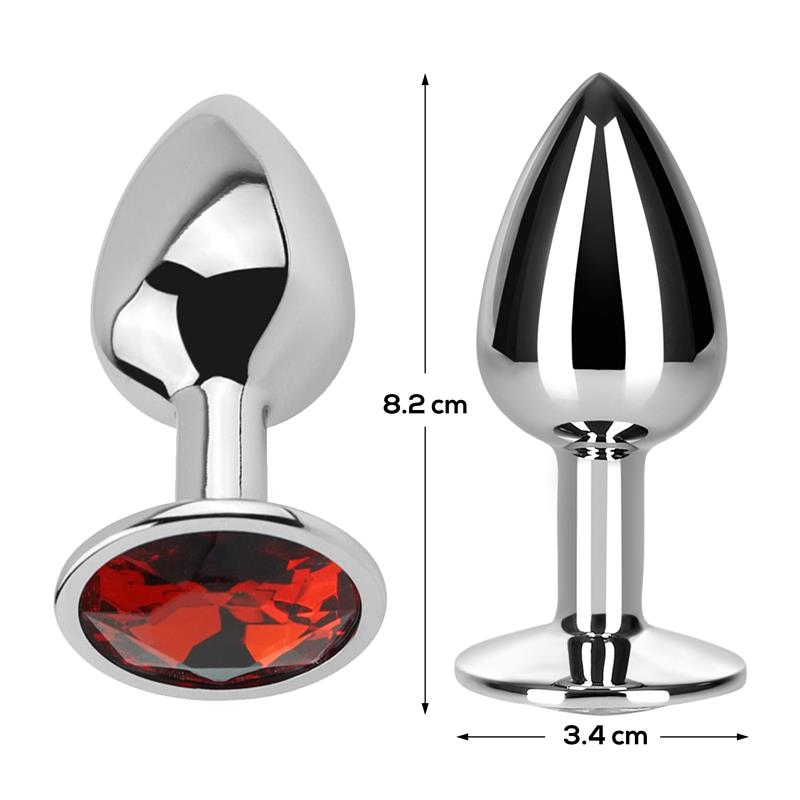 Plug Anal Aluminio con Joya Rojo Rubí en la Base Talla M