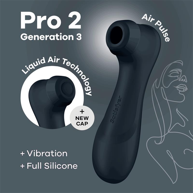 Succionador de Clitoris Pro 2 Gen 3 Liquid Air Negro