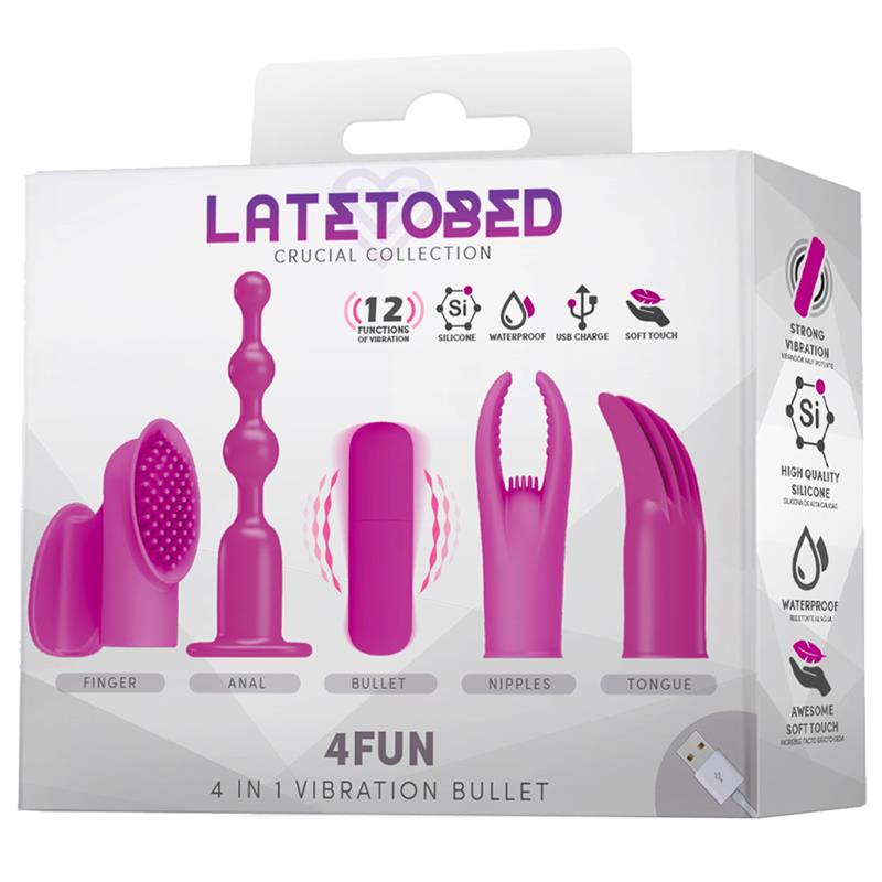 Crucial Collection. Set de Bala Vibradora con 4 Fundas USB Silicona Impermeable