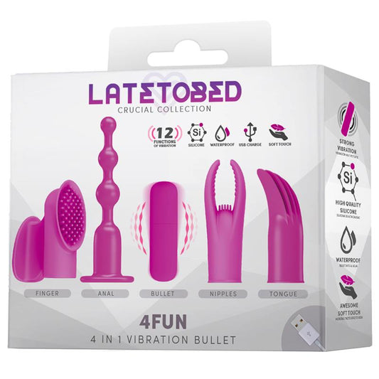 Crucial Collection. Set de Bala Vibradora con 4 Fundas USB Silicona Impermeable