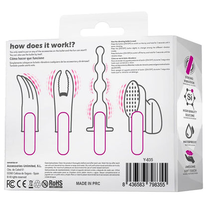 Crucial Collection. Set de Bala Vibradora con 4 Fundas USB Silicona Impermeable