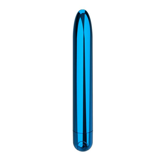 Vibrador de 18.5 cm con 10 funciones. Azul Brillante. Impermeable