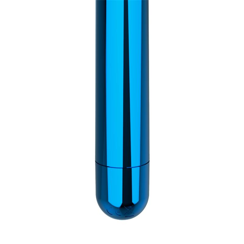 Vibrador de 18.5 cm con 10 funciones. Azul Brillante. Impermeable
