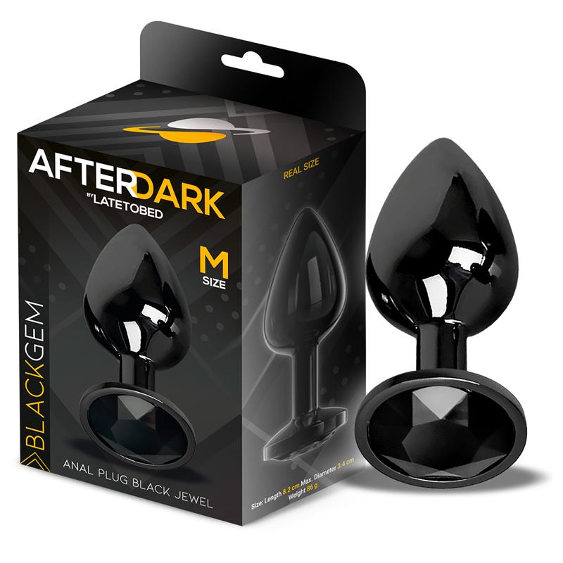 Plug Anal Metálico con Joya Negra en la Base Talla M