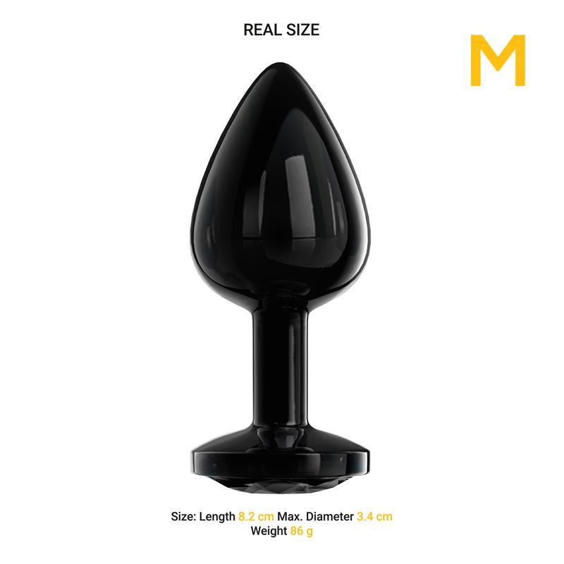 Plug Anal Metálico con Joya Negra en la Base Talla M