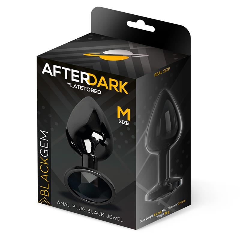 Plug Anal Metálico con Joya Negra en la Base Talla M