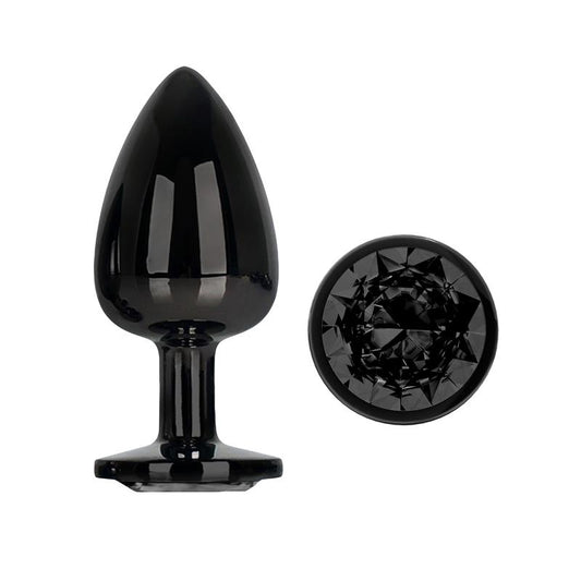 Plug Anal Metálico con Joya Negra en la Base Talla L
