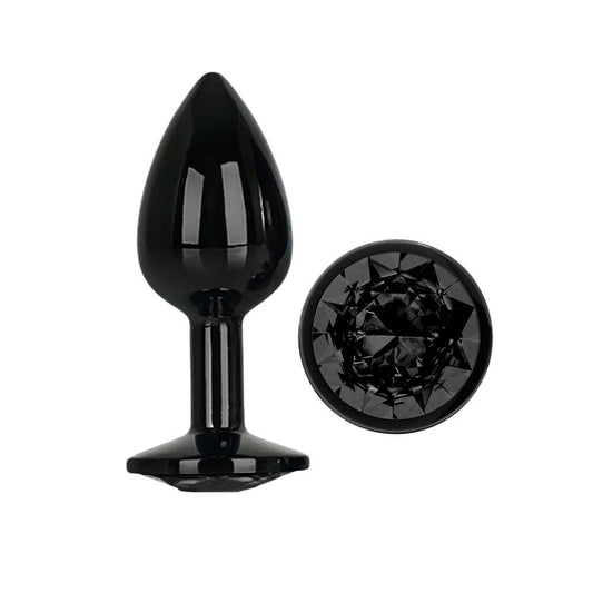 Plug Anal Metálico con Joya Negra en la Base Talla S