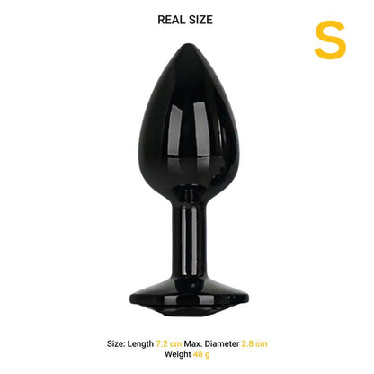 Plug Anal Metálico con Joya Negra en la Base Talla S