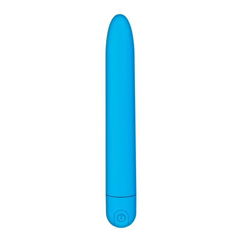 Vibrador de 18.5 cm con 10 funciones. Azul Mate. Impermeable