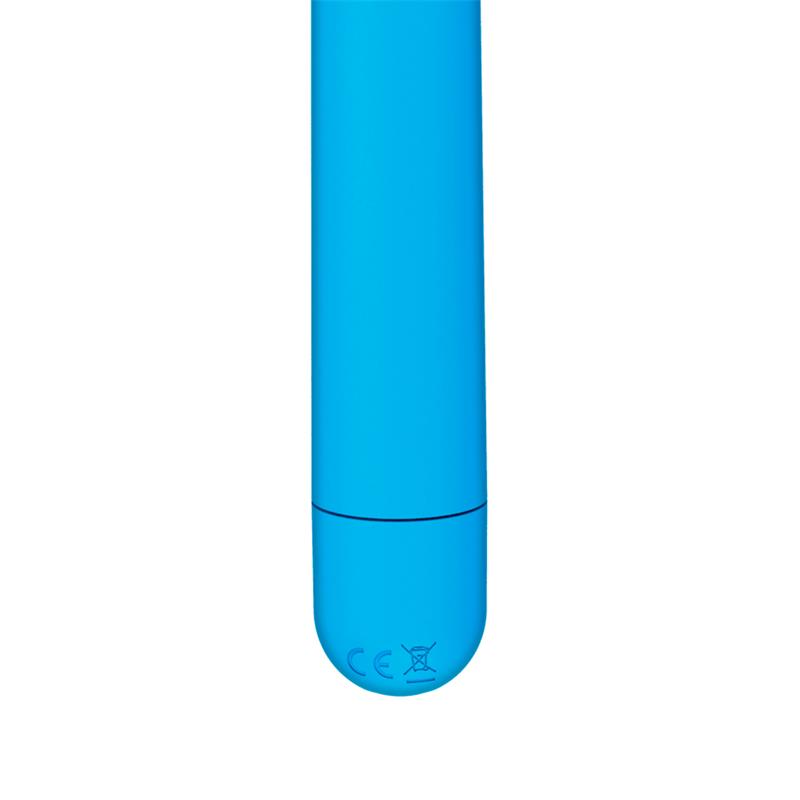 Vibrador de 18.5 cm con 10 funciones. Azul Mate. Impermeable