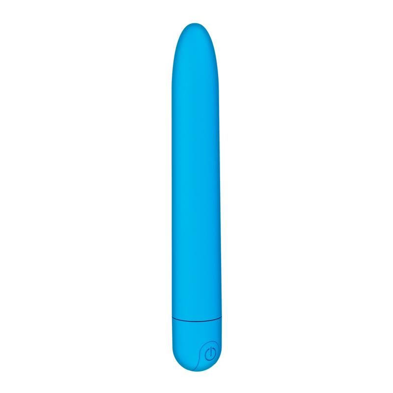 Vibrador de 18.5 cm con 10 funciones. Azul Mate. Impermeable
