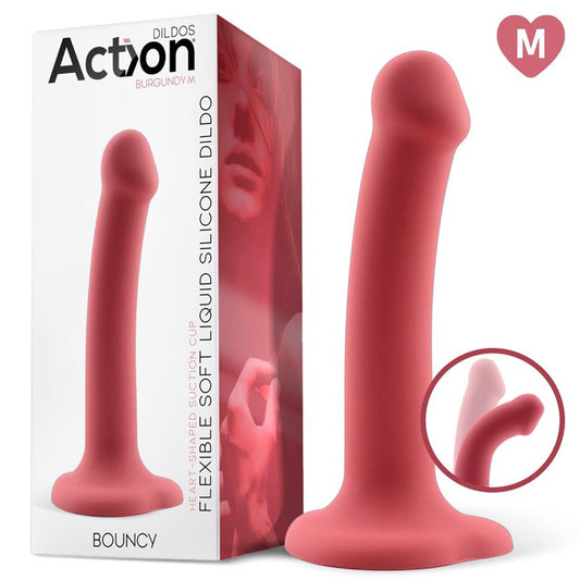 Bouncy. Dildo Silicona líquida hiper Flexible Talla M 7 - 18cm Burgundy