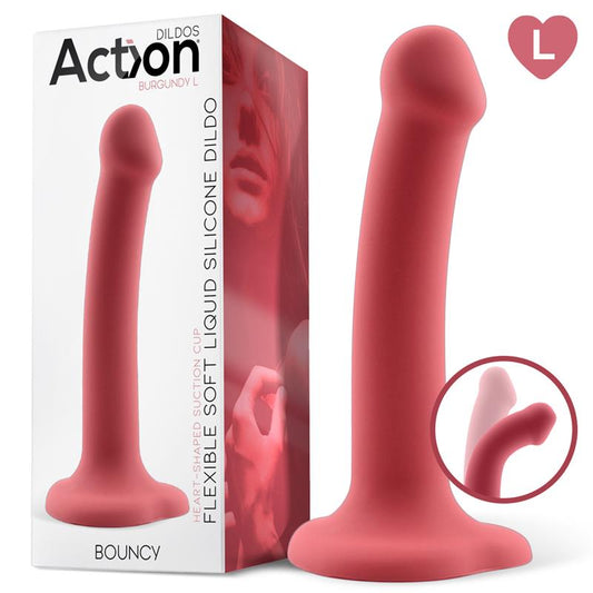 Bouncy. Dildo de Silicona Líquida muy Flexible Talla L 19cm Burgundy