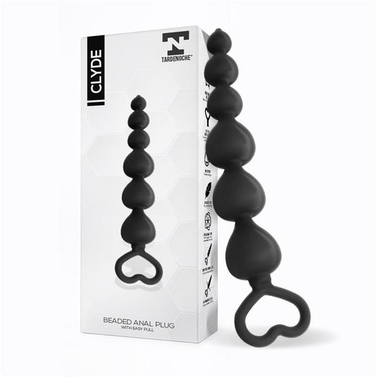 Plug Anal con Bolas con Aro de Fácil Extracción. Silicona Negro