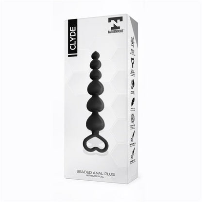 Plug Anal con Bolas con Aro de Fácil Extracción. Silicona Negro