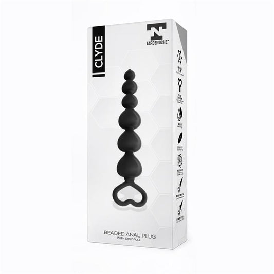Plug Anal con Bolas con Aro de Fácil Extracción. Silicona Negro