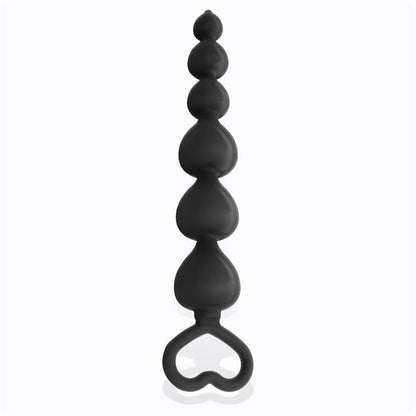 Plug Anal con Bolas con Aro de Fácil Extracción. Silicona Negro