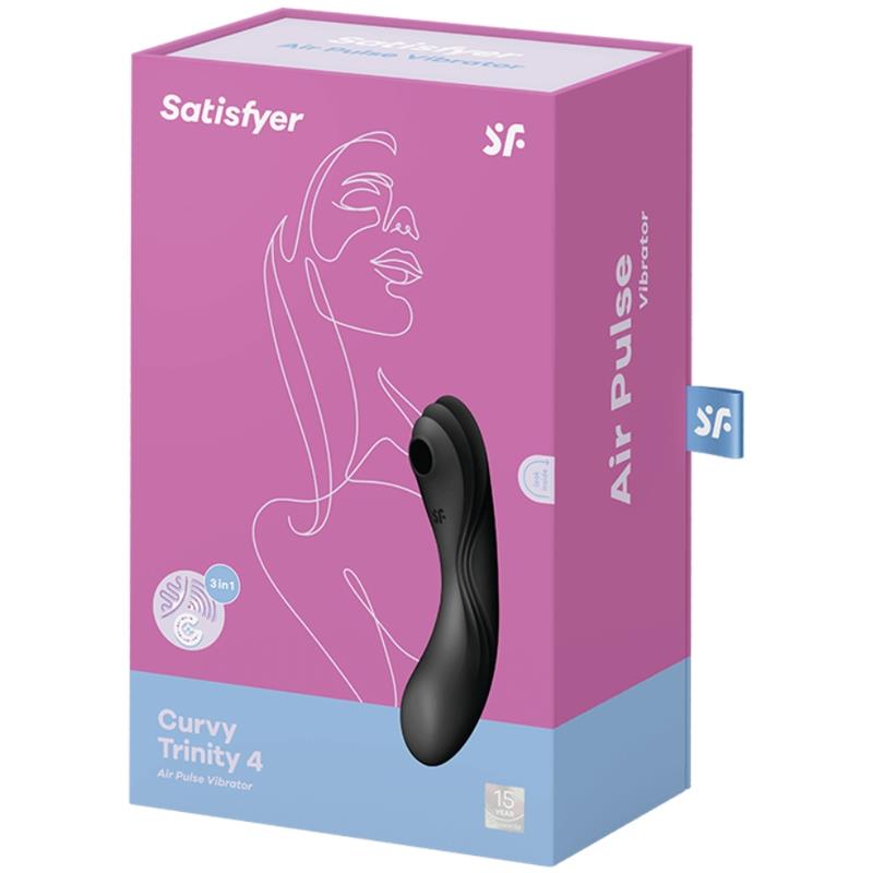 Vibrador y Succionador de Clítoris Curvy Trinity 4. Negro
