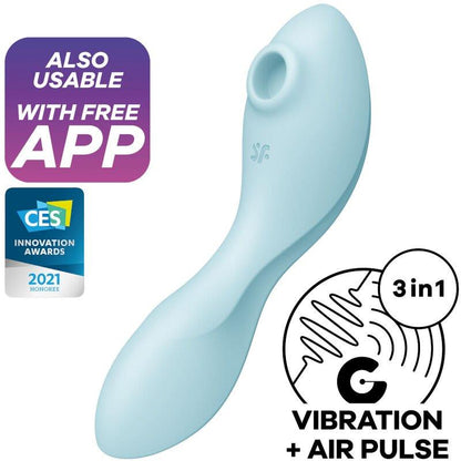 Masajeador vibrador clitoris Curvy Trinity 5 con APP Azul